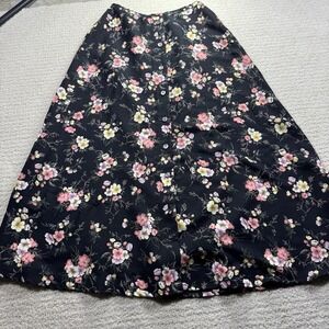 Russ Black Floral Button Down Skirt Size 6
